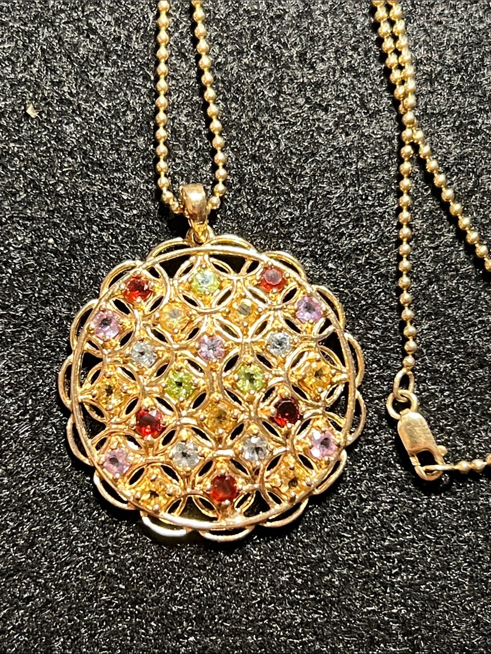 925 Silver/14k plated Circle of life Pendant with Gemstones